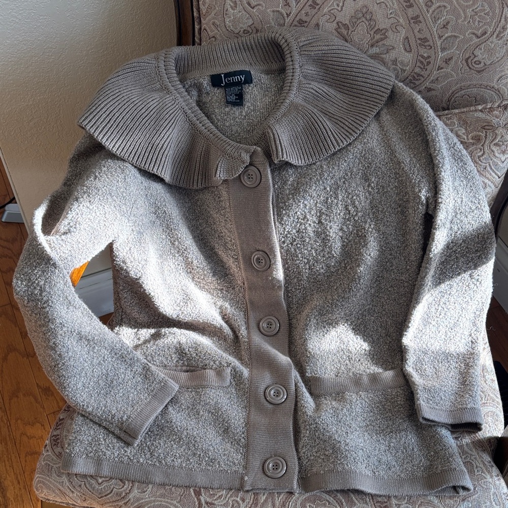 Jenny Women's‎ Taupe Knit Cardigan/Jacket🤎Size Medium - Picture 9 of 10